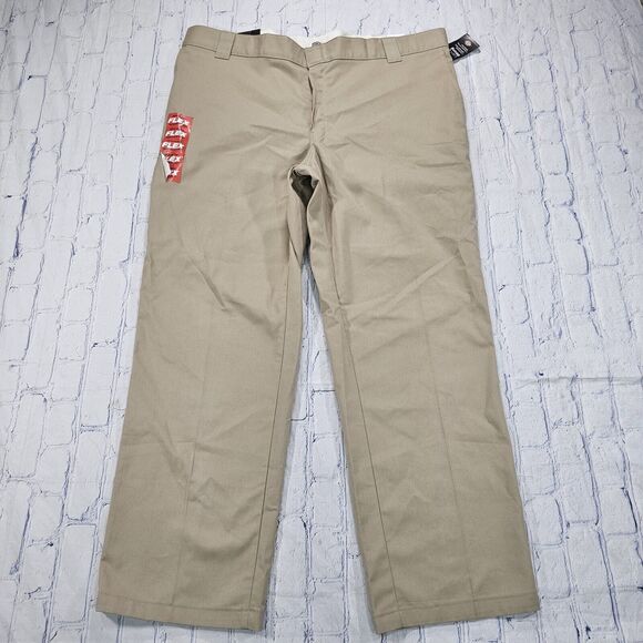 Dickies MENS SIZE 44X32 Work Pants Straight Regular Fit Khaki Cellphone Pocket - Picture 1 of 13